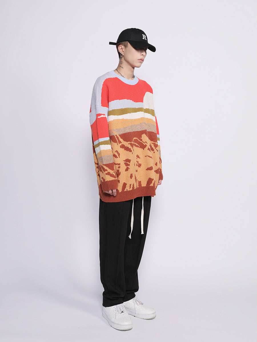 Farmland Artwork Knit Sweater - M