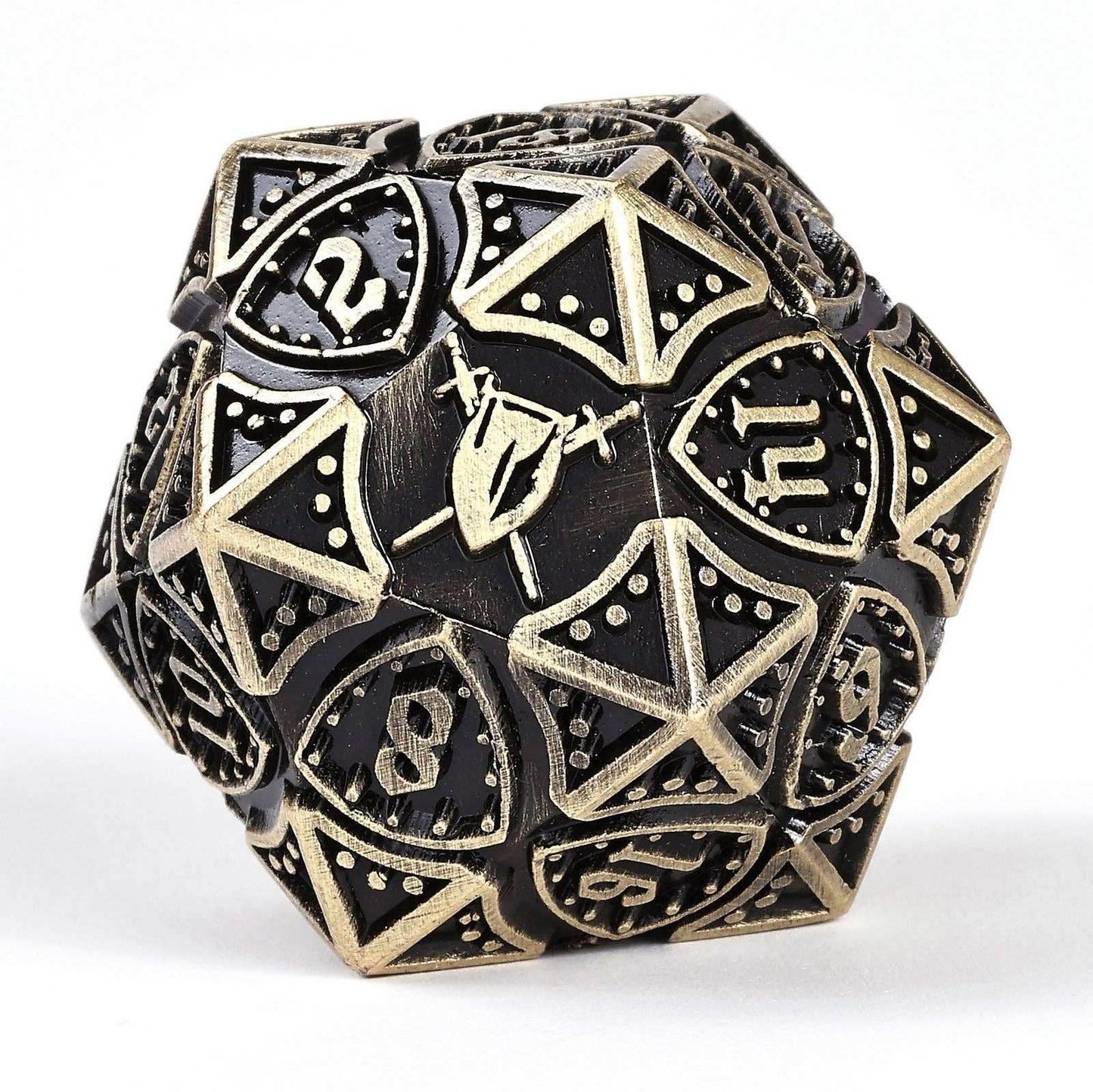 Solid Metal Fighter Class RPG Dice Set - Ancient Bronze - 
