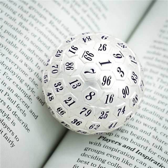 Silver Metal d100 w/ Purple Numbers Dungeons and Dragons RPG - 
