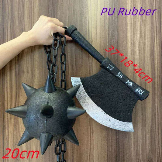 1:1 Himejima Gyomei Swords Meteor Hammer Demon Slayer Sword Broad Axe Knife Cosplay Weapon Props Props Safety PU Tanjirou Swords