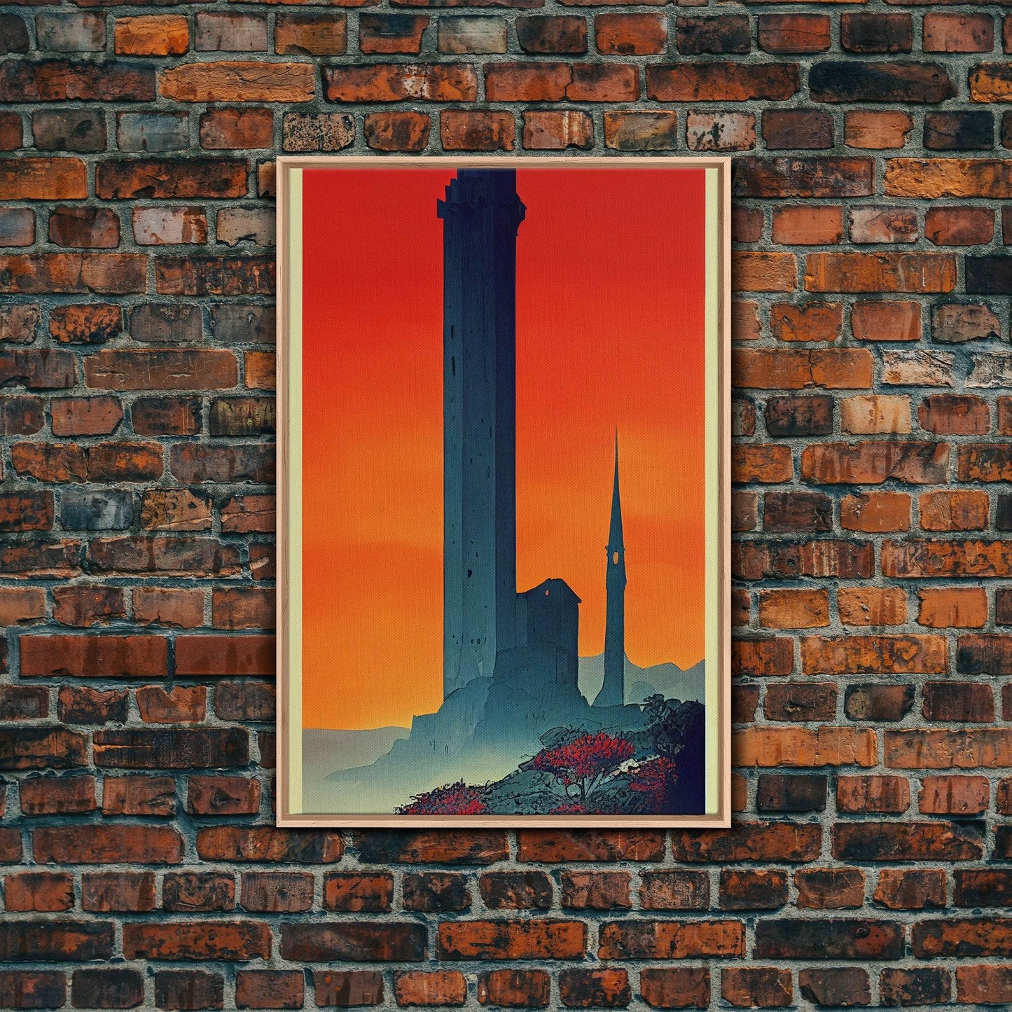 The Dark Tower, Fantasy RPG Concept Art, Wall art, framed canvas print, framed painting - 8x12 Inches / Light Oak Frame