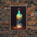 Miniature world in a bottle canvas print, high fantasy wall art, magical wall art, ready to hang wall art