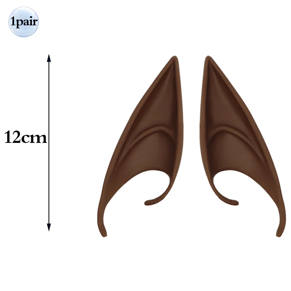 1 Pair Long Brown Elf Ears Cosplay Fairy Ears Vampire Dress Up Accessory for Halloween Renaissance Fantasy LARP Masquerade Party