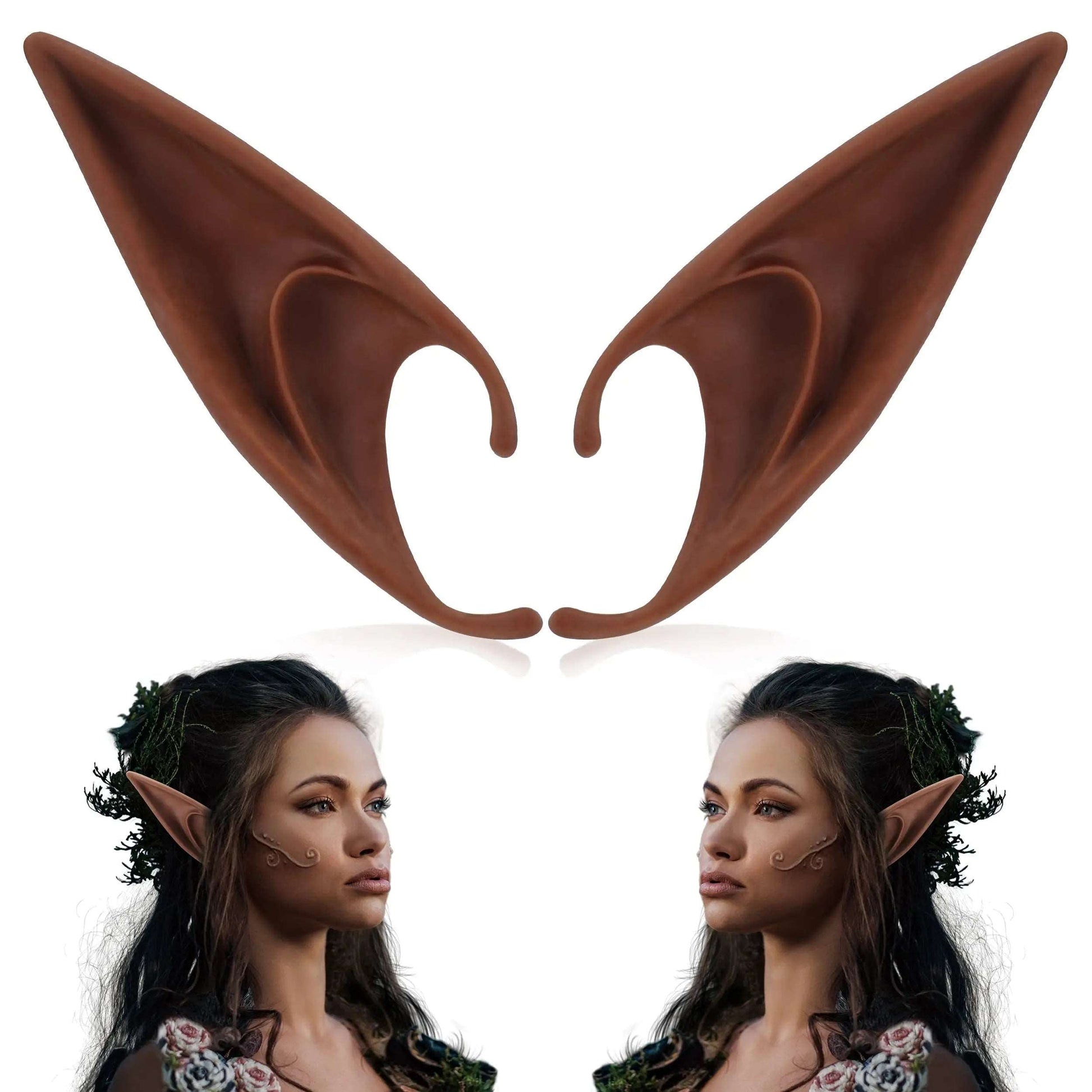 1 Pair Long Brown Elf Ears Cosplay Fairy Ears Vampire Dress Up Accessory for Halloween Renaissance Fantasy LARP Masquerade Party