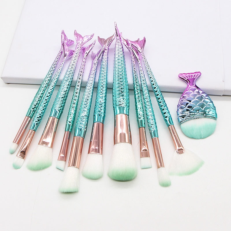 10 Mermaid Makeup Brushes Suit Beauty Tools Hot Selling Product Makeup Brushes Combination