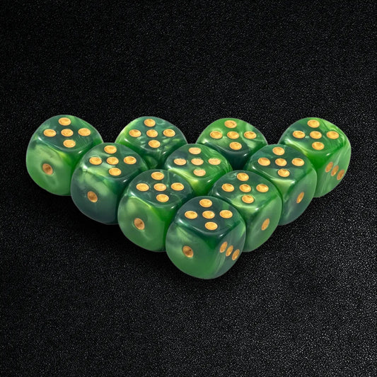 10 pcs cube green mixed color D6 dice set 12mm rounded corner dice game props