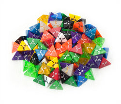 100+ Pack of Random D4 Polyhedral Dice in Multiple Colors