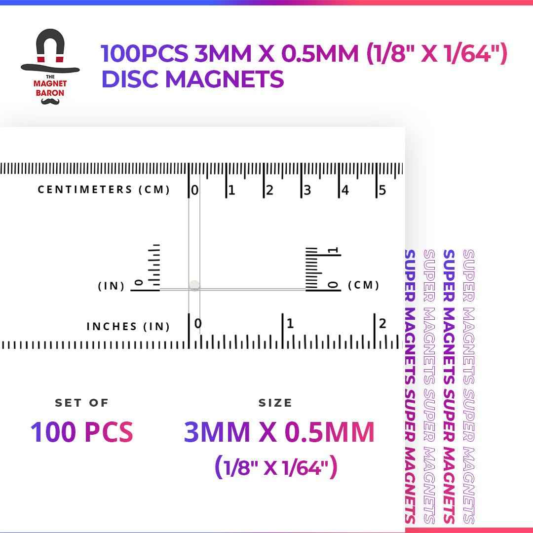 100pcs N45 UH 3mm x 0.5mm (Approximately 1/8" x 1/64") Disc Magnets Ultra High Temperature