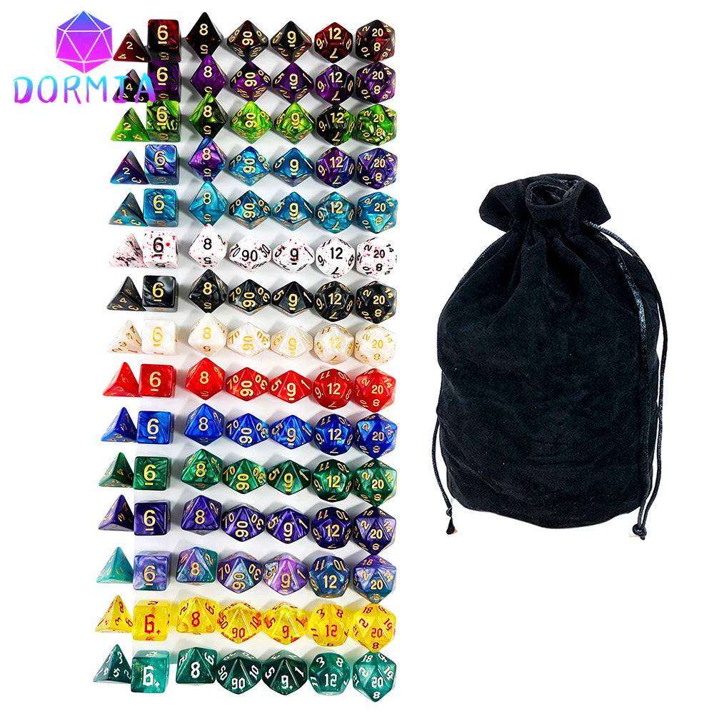 105pcs Dice Set with Bag for RPG Party/Family Table Board Role Playing Game Dados D4 D6 D8 D10 D% D12 D20