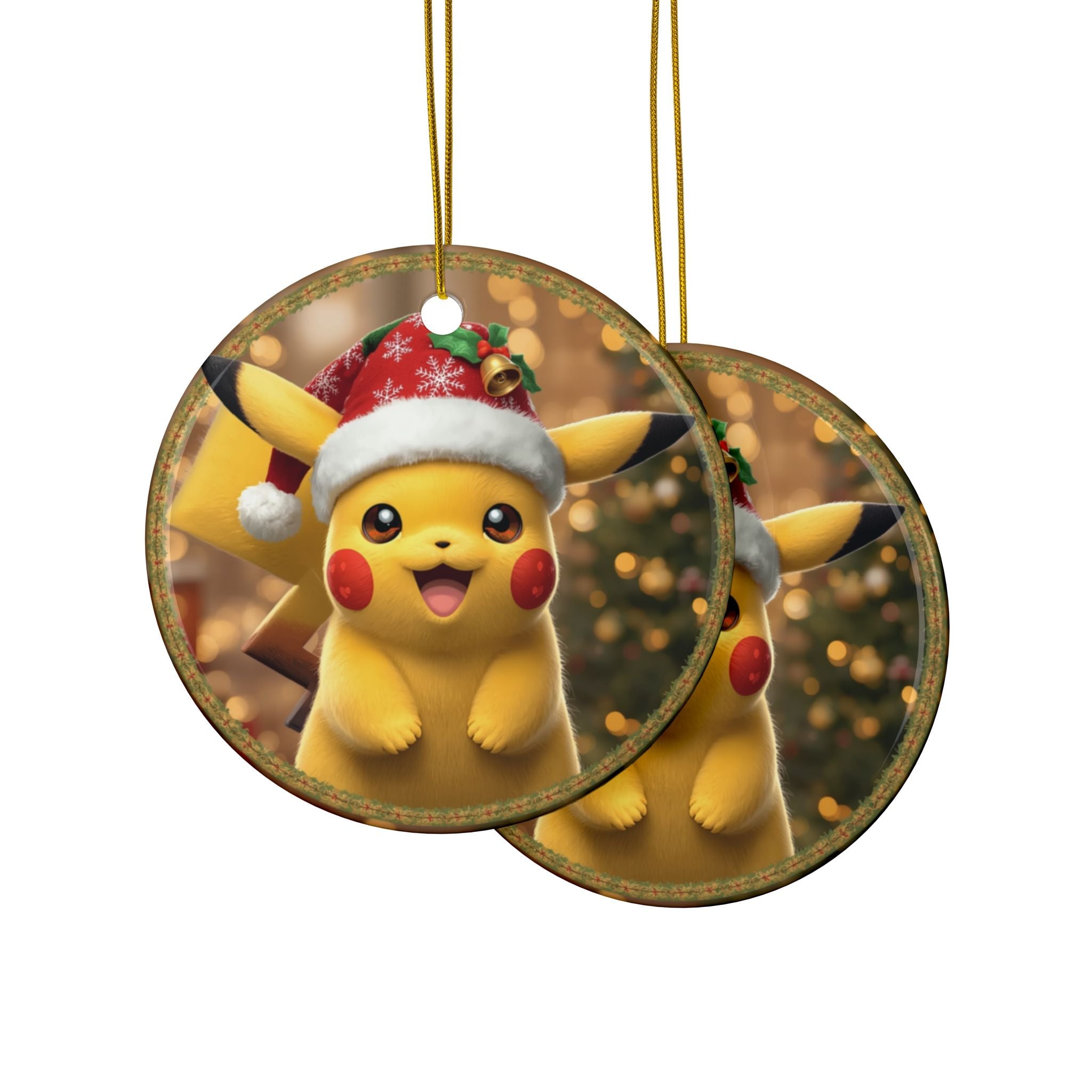 Pika-chu Holiday Ceramic Ornaments, Festive Decorations for Christmas, Tree Ornaments, Kids Room Decor, Gift Tags, Family Keepsakes