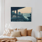 Japanese Temple Balcony – Serene Misty Mountain View Wall Art