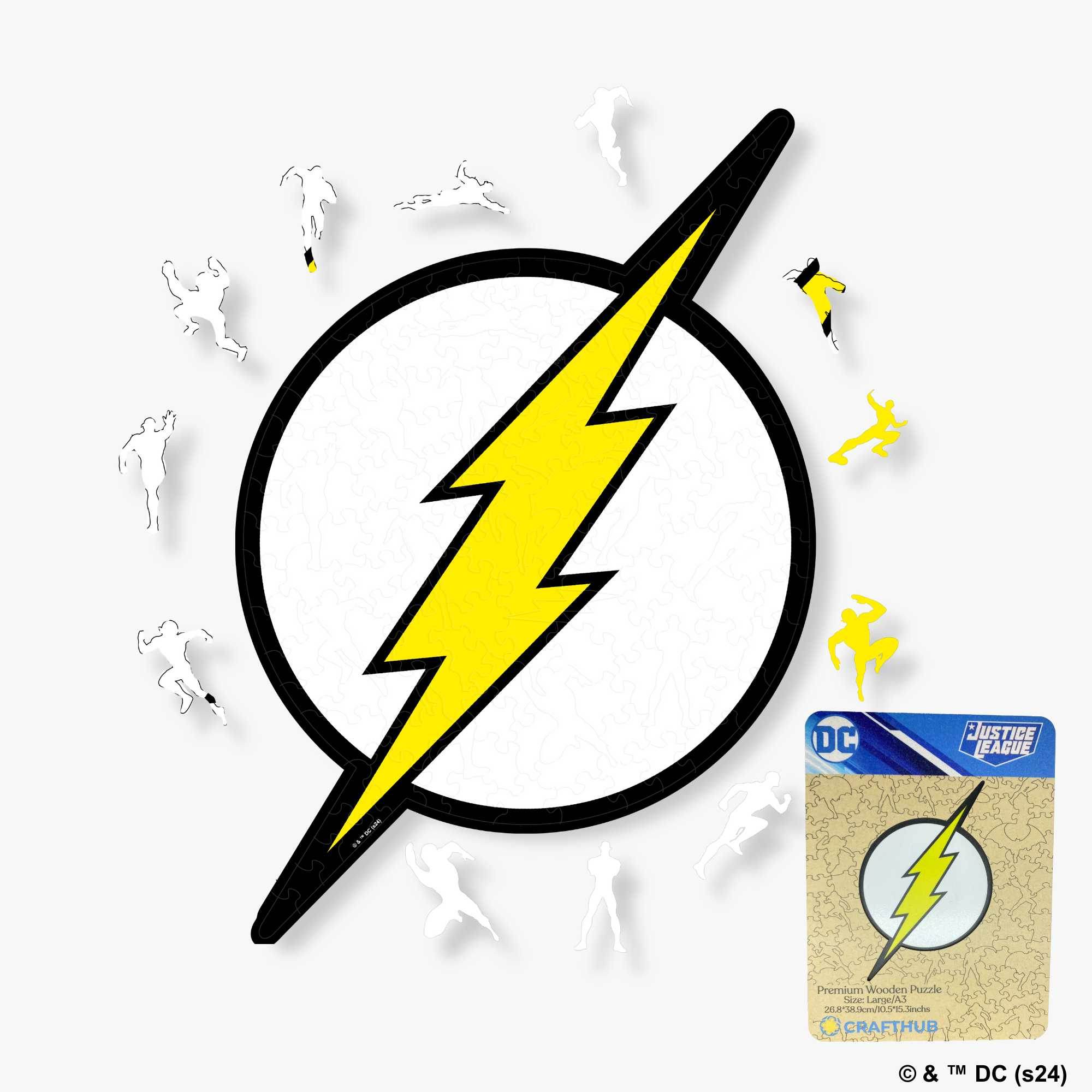 The Flash Logo Wooden Jigsaw Puzzle - A4 + Wooden Gift Box