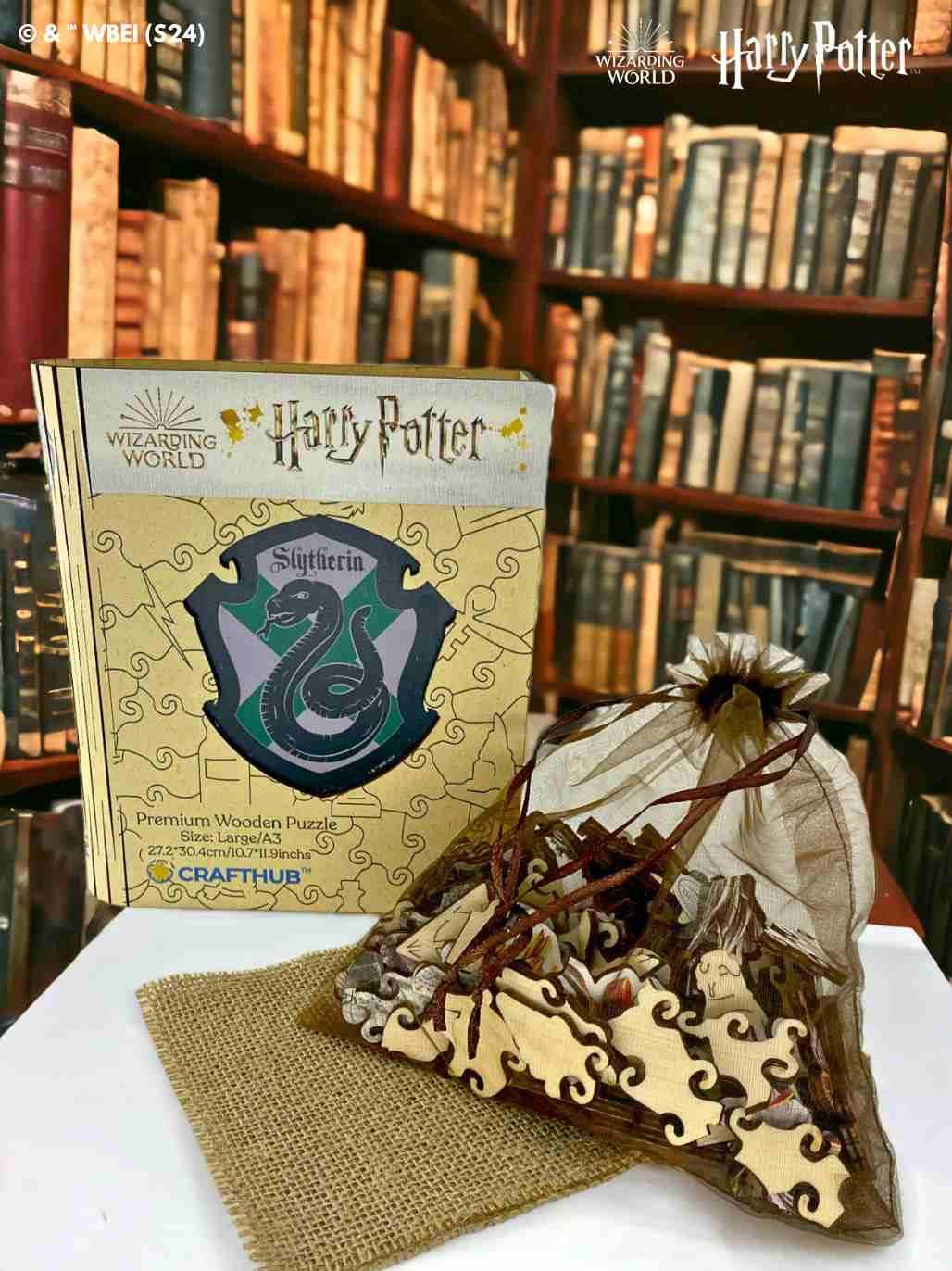 Harry Potter - Slytherin Crest - House Prides Wooden Jigsaw Puzzle - A4 + Wooden Gift Box