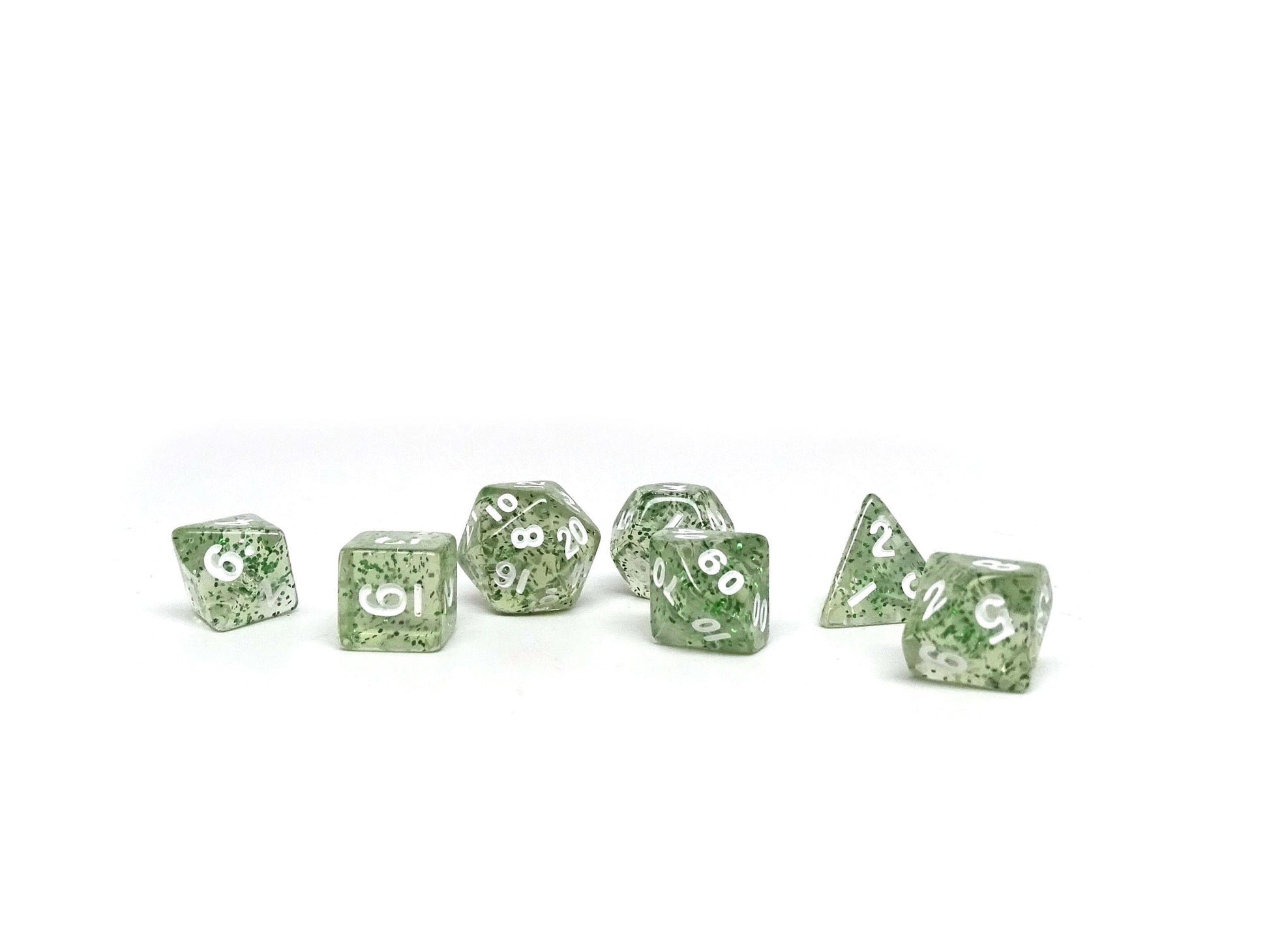 10mm Green Sparkle Mini Dice Set