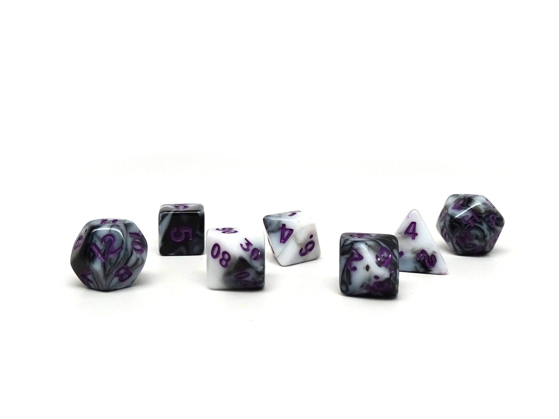 10mm Marbled with Purple Numbering Mini Dice Set - 