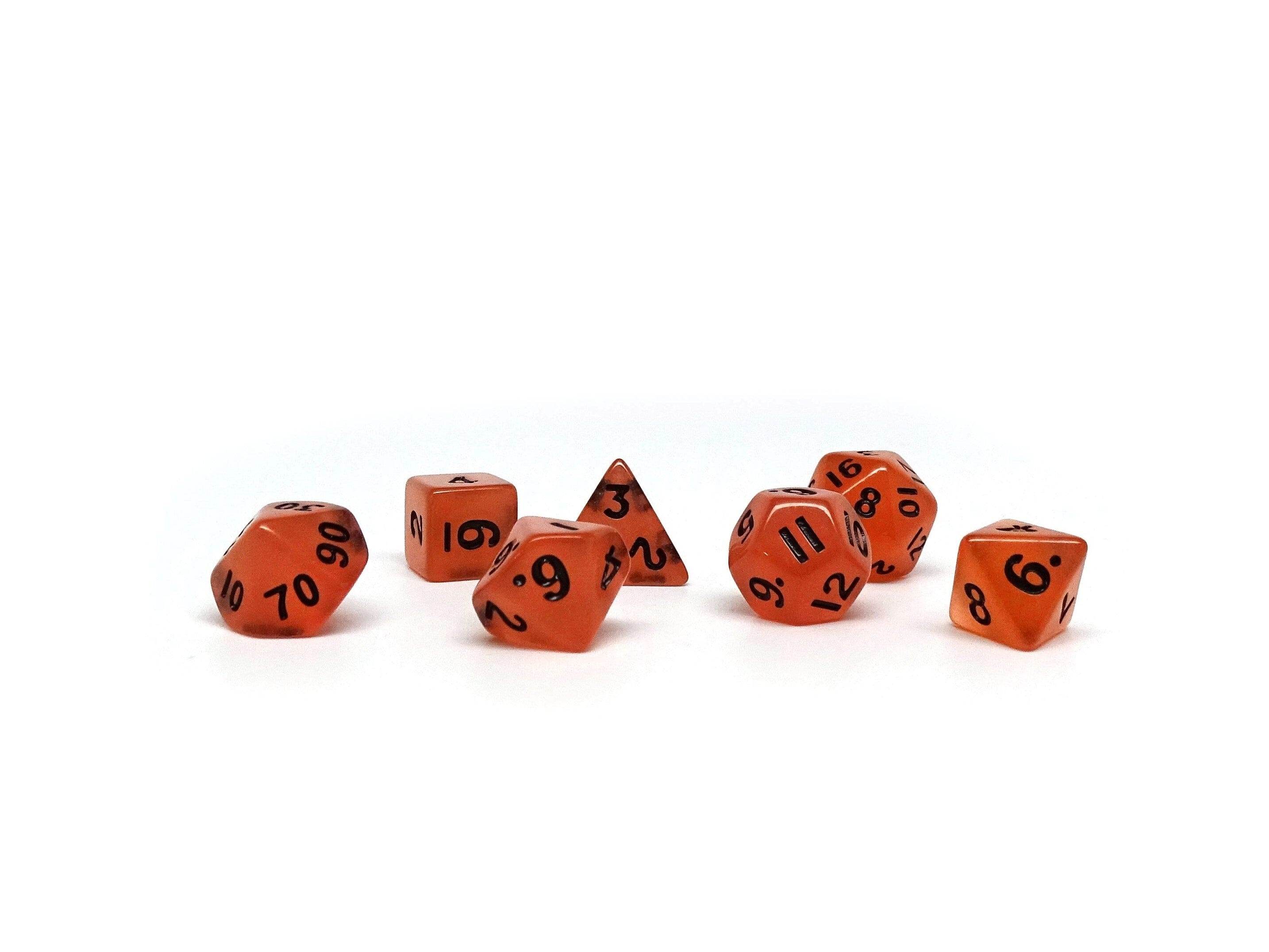 10mm Orange Glow in the Dark Mini Dice Set - 