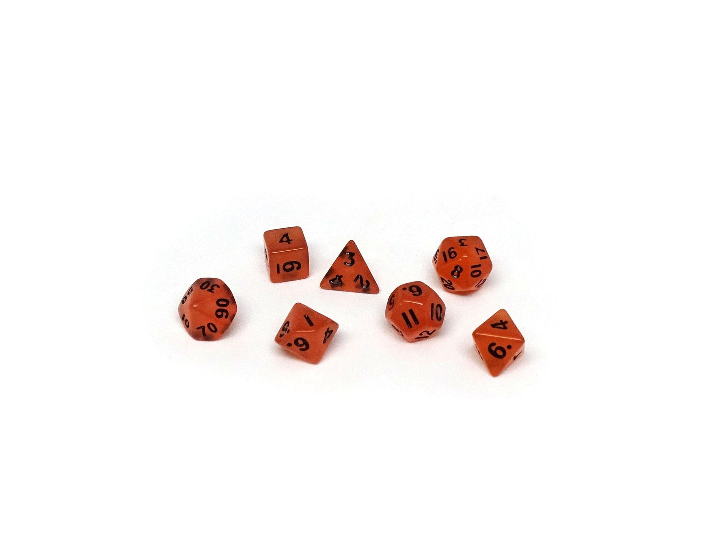 10mm Orange Glow in the Dark Mini Dice Set