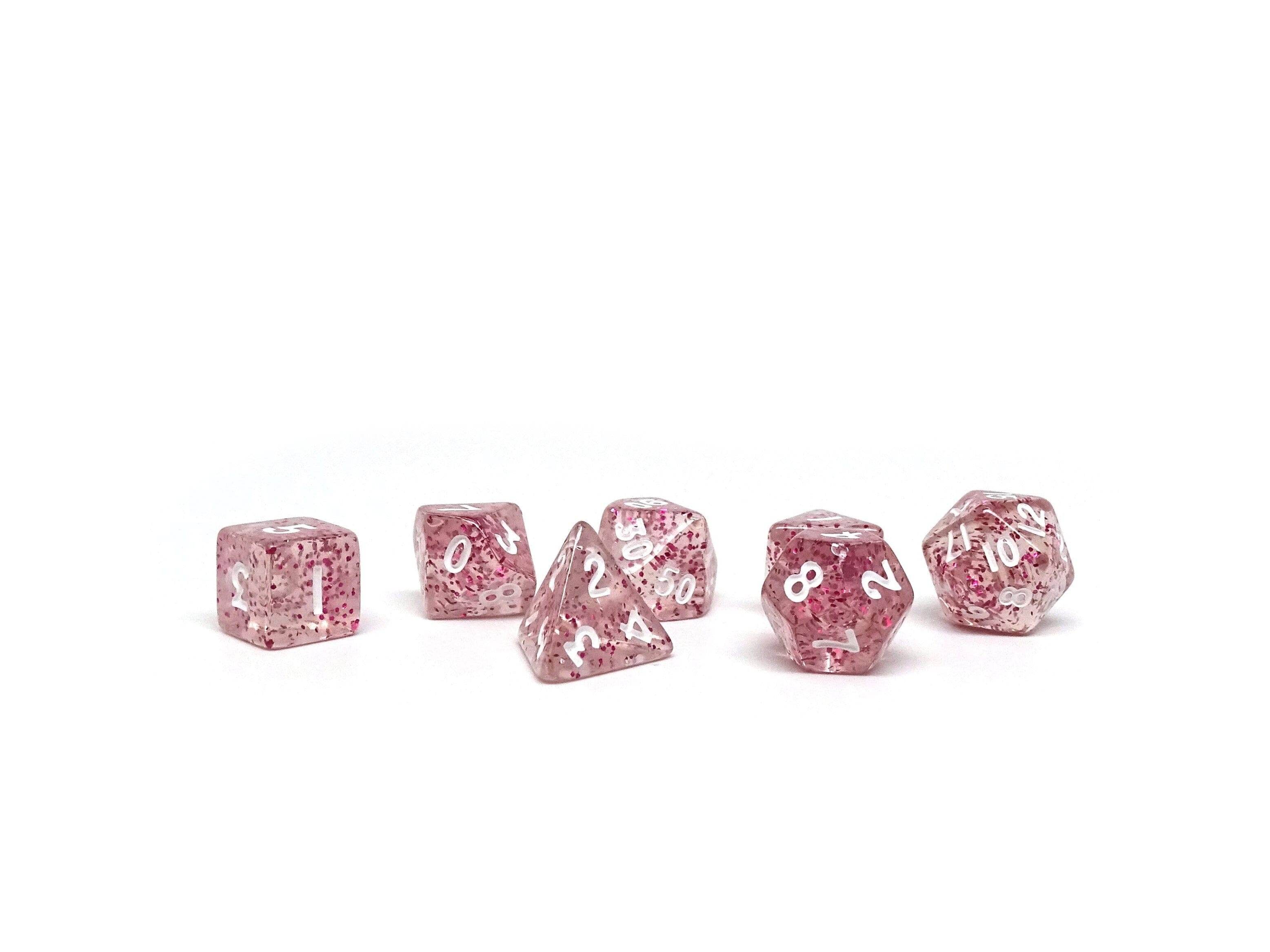 10mm Pink Sparkle Mini Dice Set - 