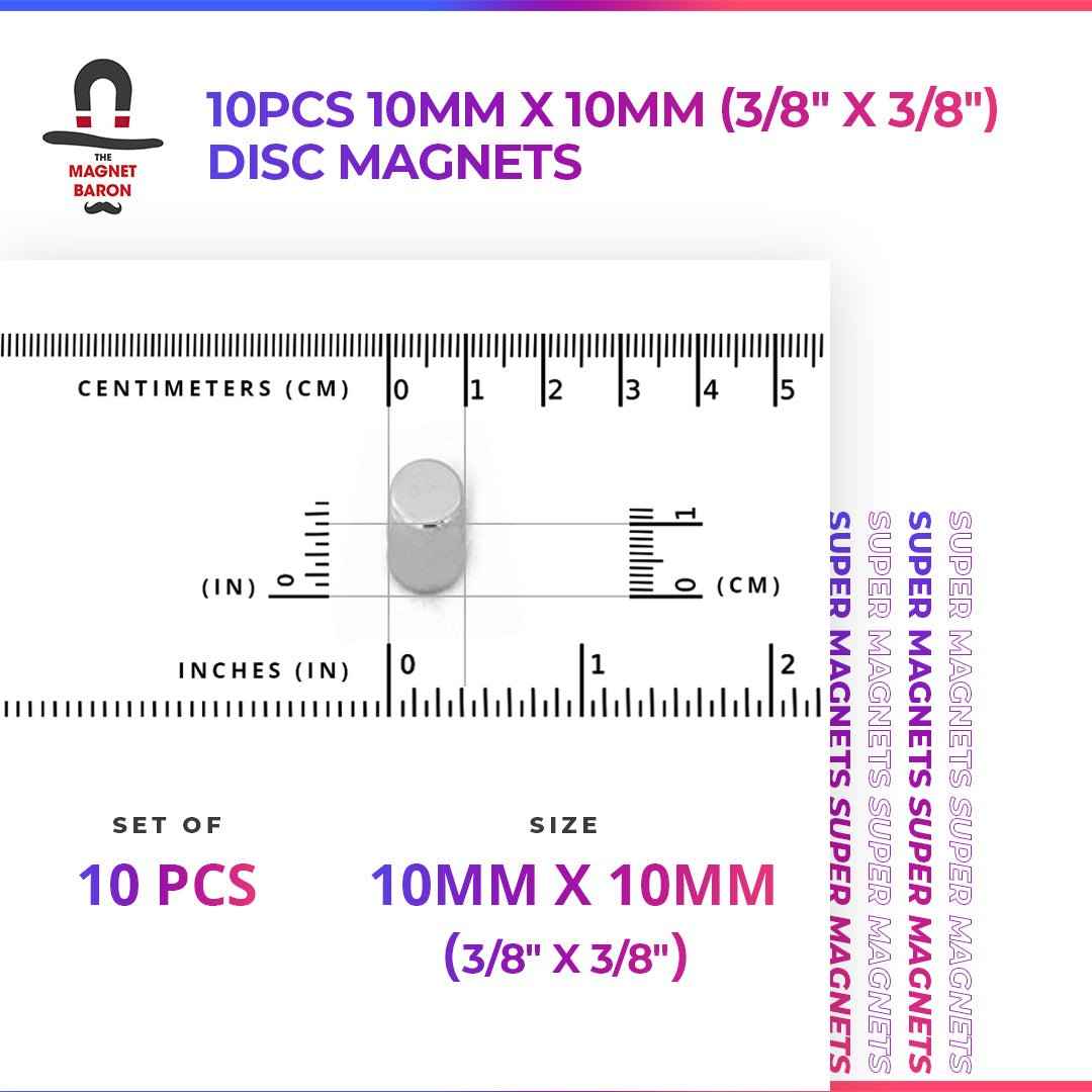 10pcs 10mm x 10mm (Approximately 3/8" x 3/8") Disc Magnets