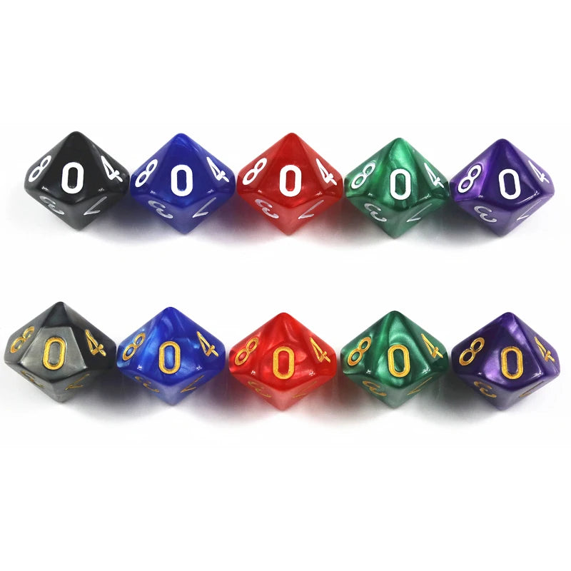 10Pcs Dice D10 0-9 Funny DND Game RPG Polyhedral Cube Multi Sides Marble Digital Dice Set Board Game Accessories