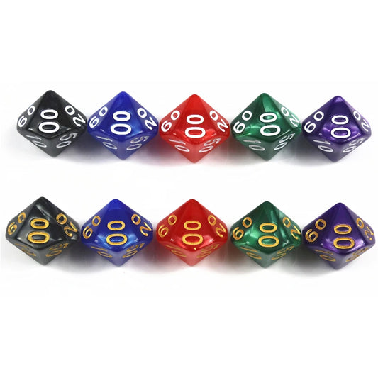 10Pcs Dice D10 Funny DND Game RPG Polyhedral Cube Multi Sides Marble Digital Dice Set Board Game Accessories