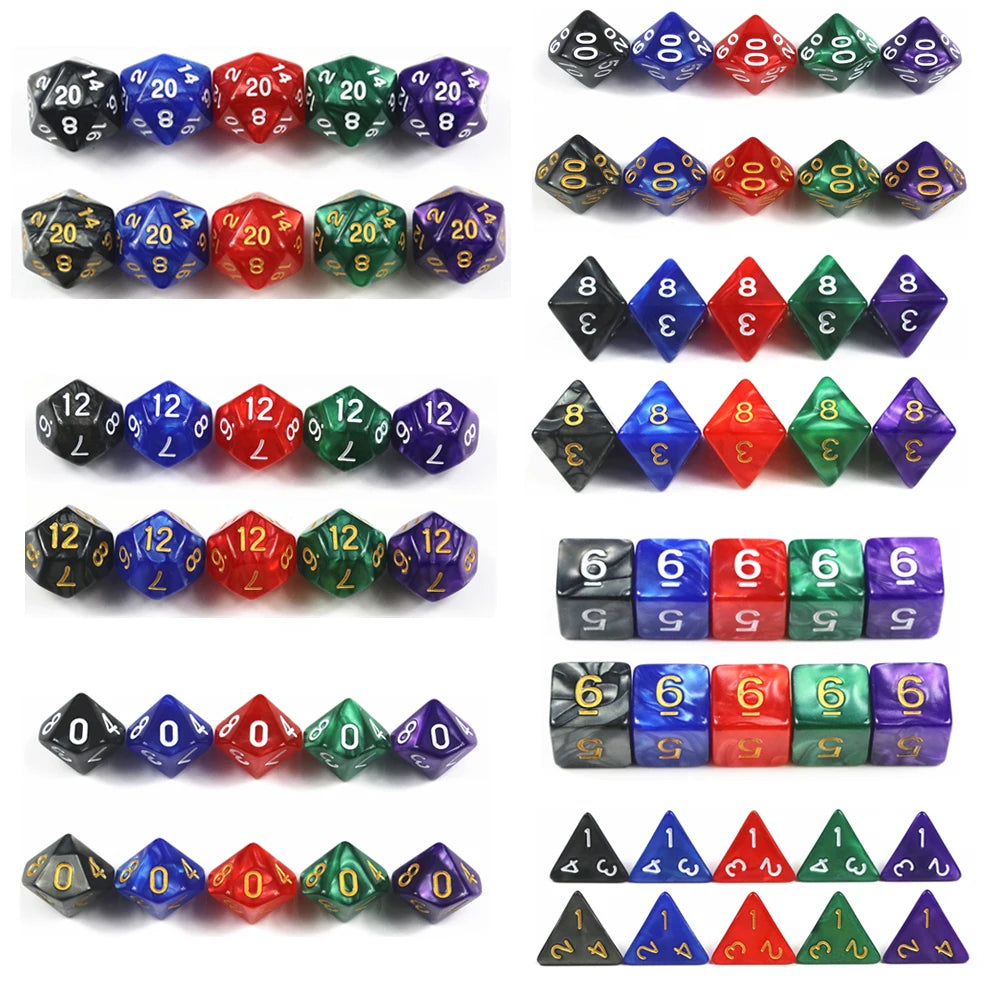 10Pcs Dice D20 Funny DND Gavv:me RPG Polyhedral Cube Multi Sides Marble Digital Dice Set Board Game Accessories