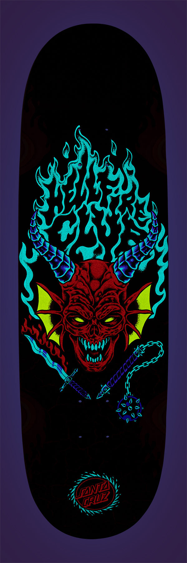 SANTA CRUZ x STRANGER THINGS HELLFIRE CLUB FLAMES 9" SKATEBOARD DECK