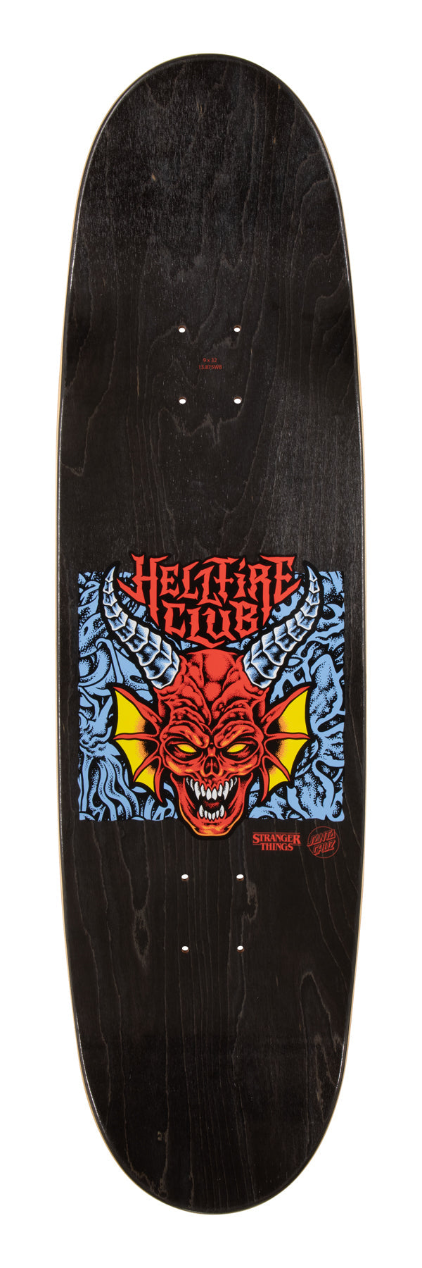 SANTA CRUZ x STRANGER THINGS HELLFIRE CLUB FLAMES 9" SKATEBOARD DECK
