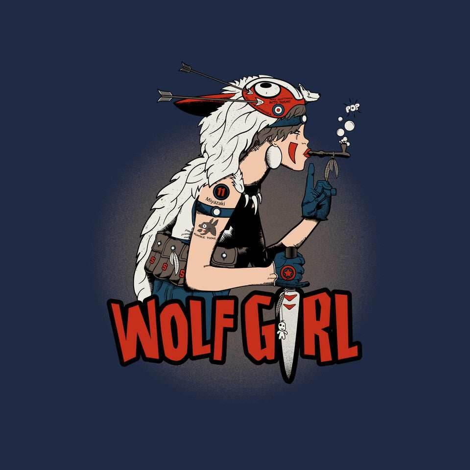 Wolf Girl - None / Black / 16x16