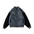 Checkered Winter Bomber Jacket - Grey / S