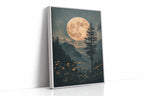 Harvest Moon Forest: Serene Mountain Landscape Canvas Wall Art