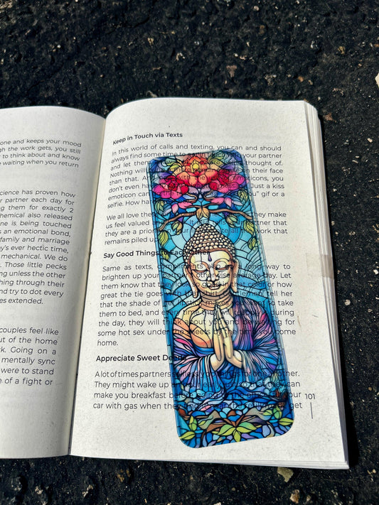 Stained Glass Buddha Meditation Bookmark – Tranquil Buddha Design, Spiritual Peace Bookmark for Mindfulness & Meditation Lovers
