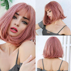 12 inch Synthetic Bob Wig for Women Side Fringe High Density Heat Resistant Hair Wigs Party Daily Wear Natural Headline Wigs For Black Women Cosplay Wigs For Women