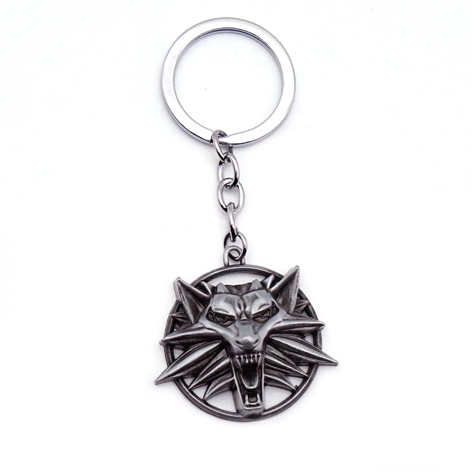 12cm|22cm Steel Sword Geralt of Rivia Wild Hunt Hearts of Stone Game Peripherals Wolf Head Medallion Pendant Keychain Decoration