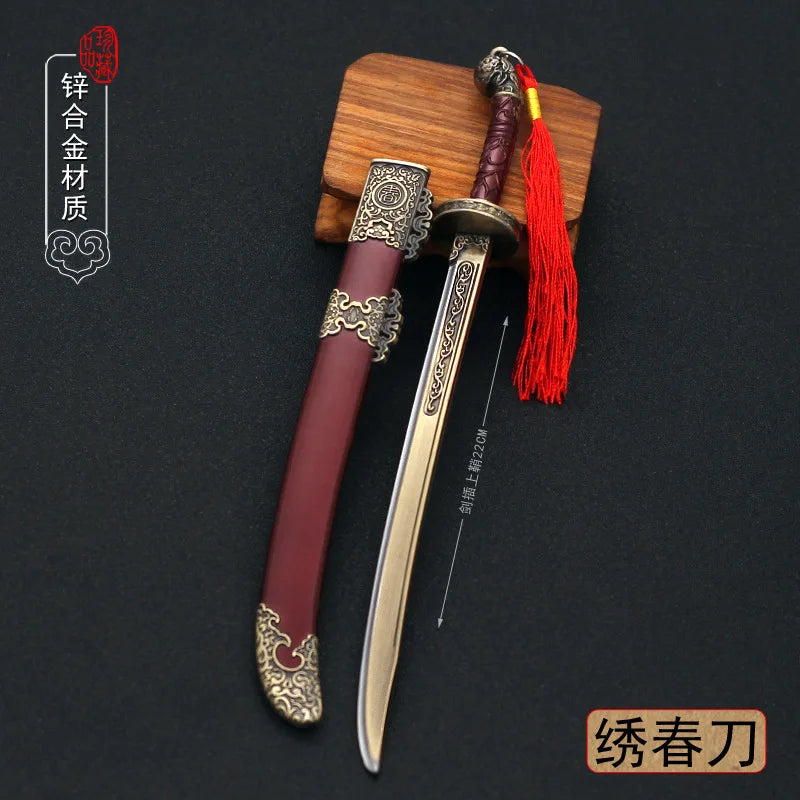 12cm Brotherhood of Blade mini keychain Royal Guards Ancient Weapon Metal bronze Weapon Model Sword Keychain Gifts Toys for Boys