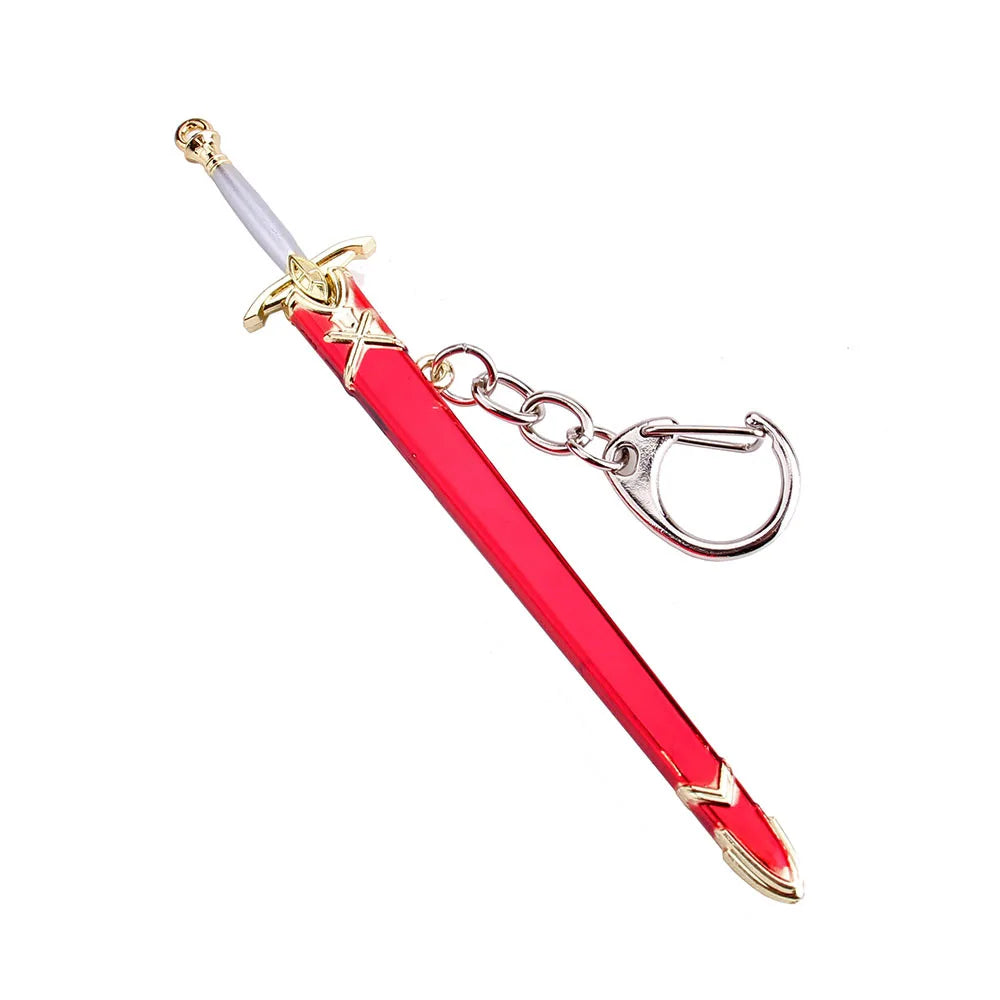 12cm Fate Stay Night Excalibur Model Pendant Keychain for Men Boys Caliburn Metal Enamel Key Ring Anime Fans Collectible Jewelry