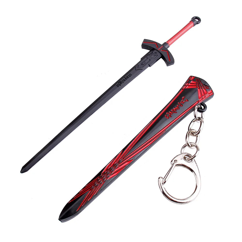 12cm Fate Stay Night Excalibur Model Pendant Keychain for Men Boys Caliburn Metal Enamel Key Ring Anime Fans Collectible Jewelry