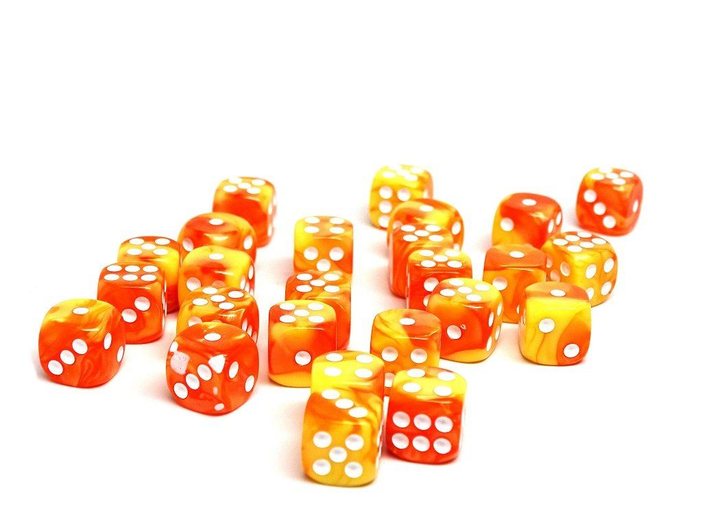 12mm D6 Dice - Blazing Sun - 25 Count Bag