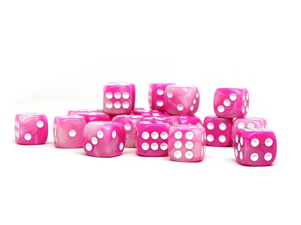 12mm D6 Dice - Pink Opal - 25 Count Bag