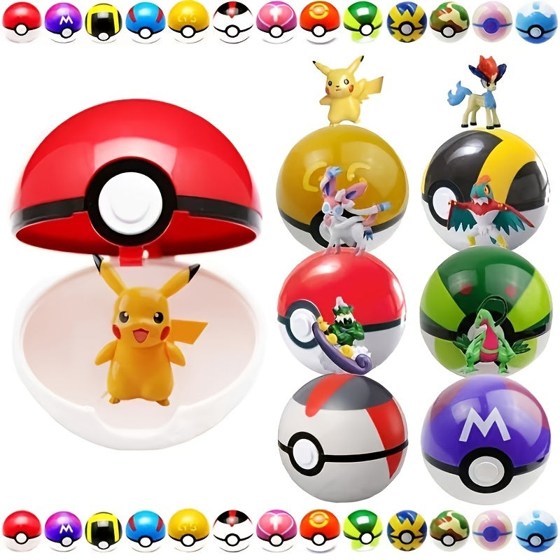 12Packs PokeBalls With Random Figures Anime Model Toy