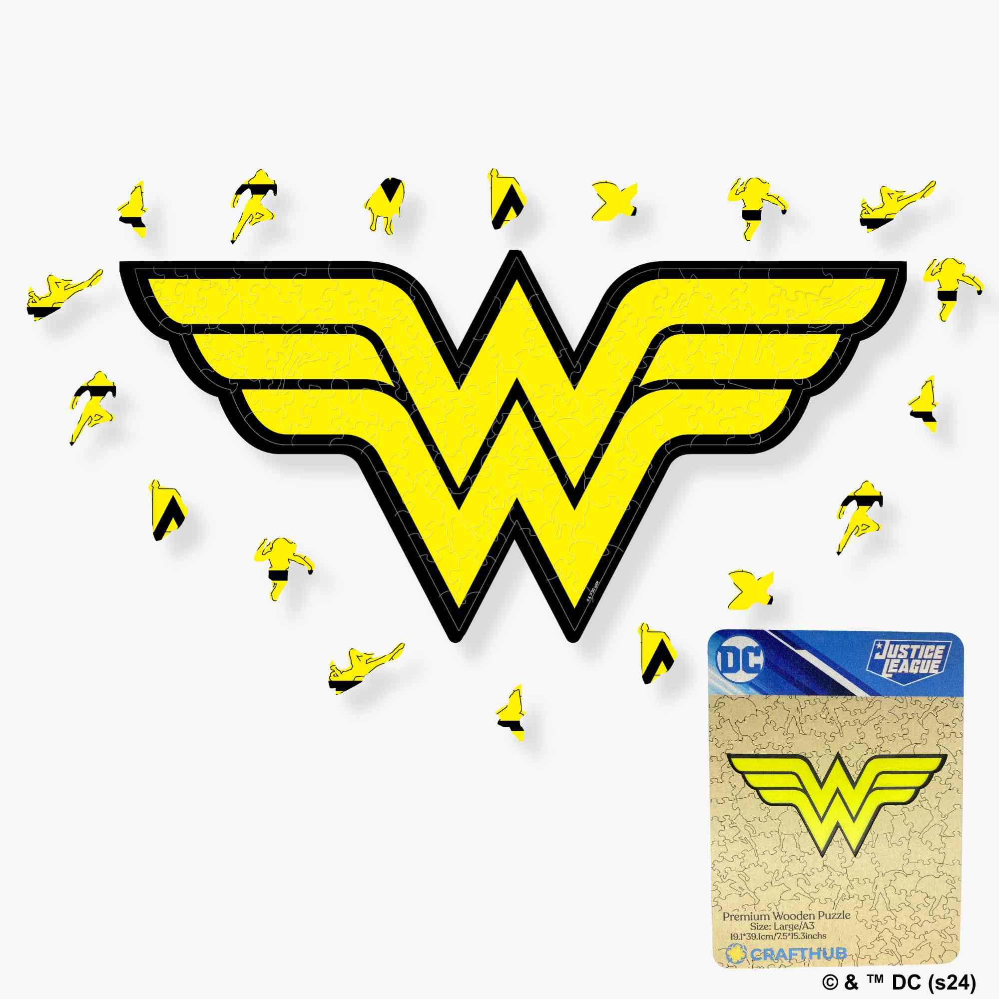 Wonder Women Logo Wooden Jigsaw Puzzle - A4 + Wooden Gift Box