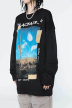 Desert Cactus Knit Sweater - Black / S