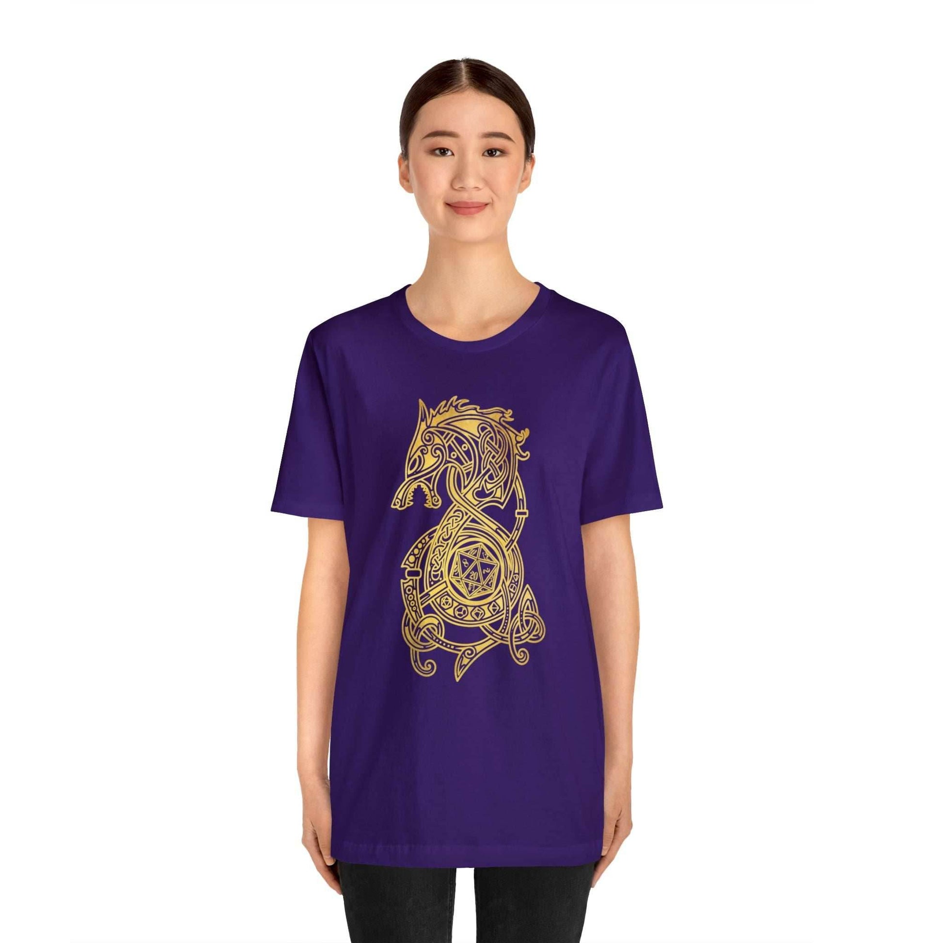 Golden Celtic Dice Dragon Shirt - Army / S