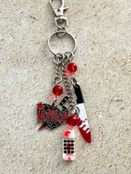 90s Slasher Bloody Phone & Knife Keychain - Retro Horror Movie Fan Bag Charm