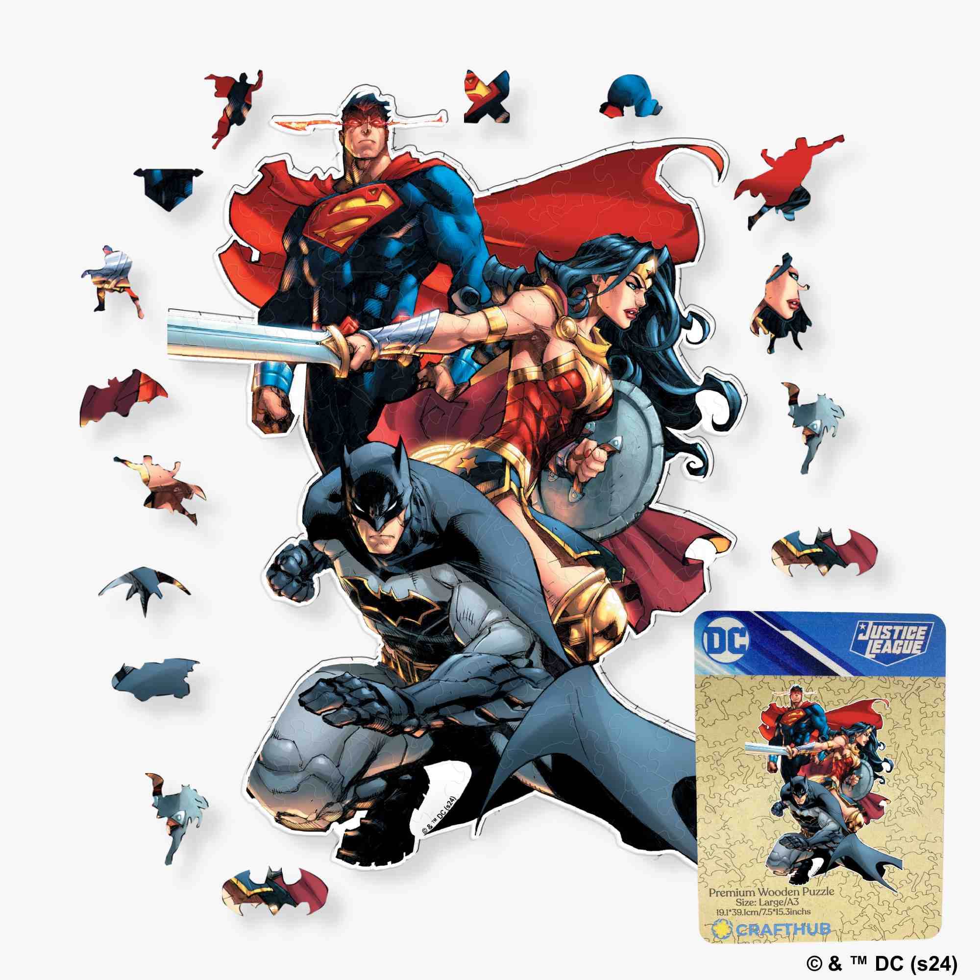 Justice League United Wooden Jigsaw Puzzle - A4 + Wooden Gift Box