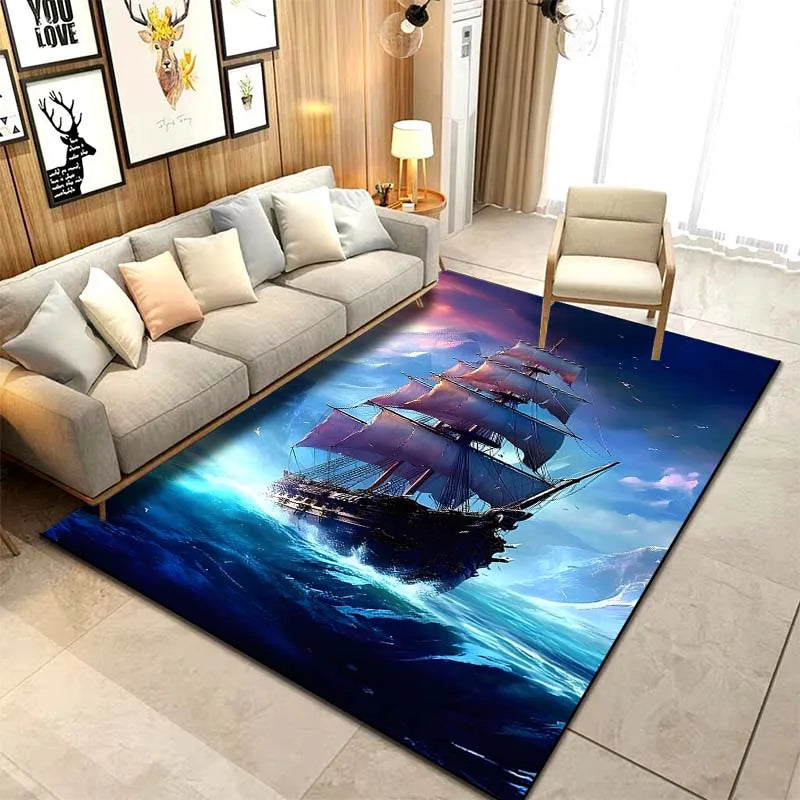 15 Sizes ghost Ship Pirate Ship Pattern Rug Carpets Bedroom Living Room Bathroom Mat Creative Door Mat Cloakroom Decor Area Rug