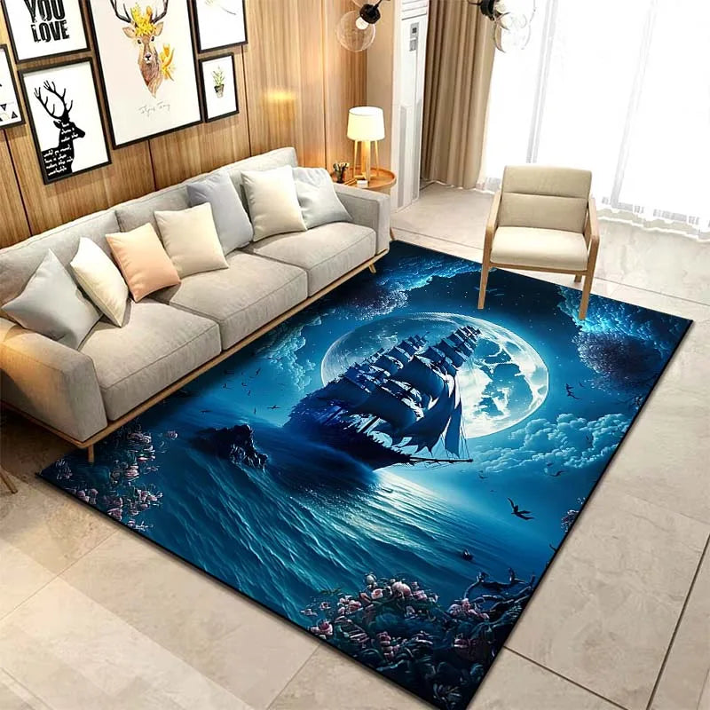 15 Sizes ghost Ship Pirate Ship Pattern Rug Carpets Bedroom Living Room Bathroom Mat Creative Door Mat Cloakroom Decor Area Rug