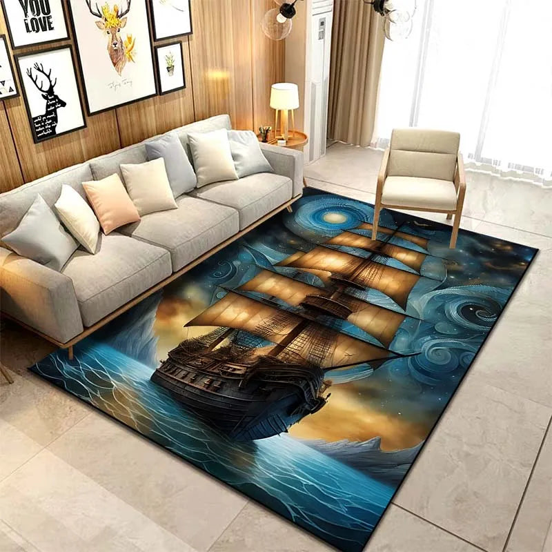 15 Sizes ghost Ship Pirate Ship Pattern Rug Carpets Bedroom Living Room Bathroom Mat Creative Door Mat Cloakroom Decor Area Rug