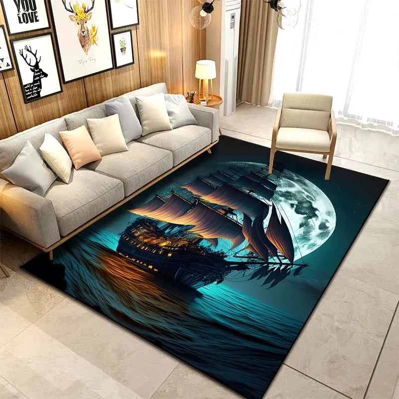 15 Sizes ghost Ship Pirate Ship Pattern Rug Carpets Bedroom Living Room Bathroom Mat Creative Door Mat Cloakroom Decor Area Rug