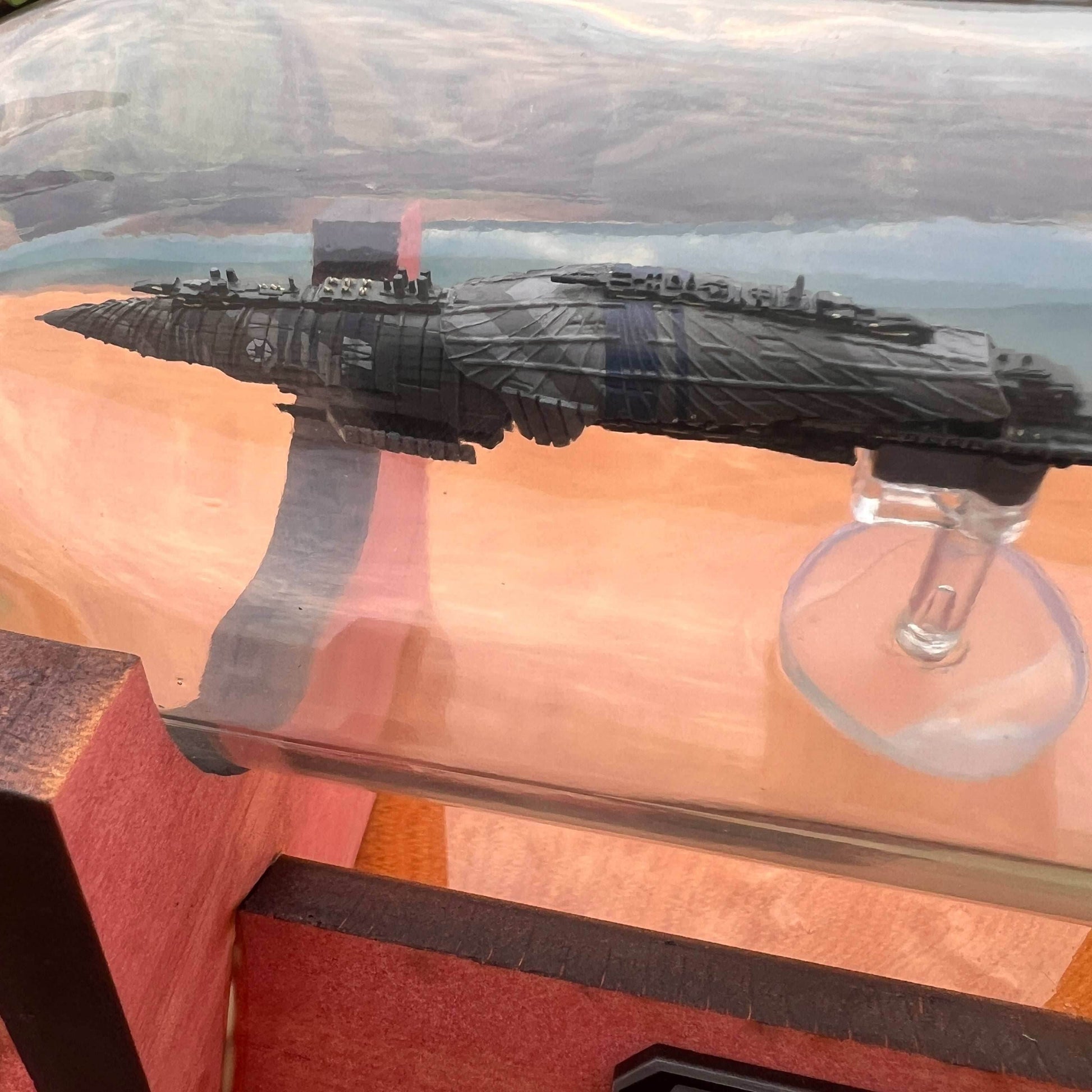 Star Wars Separatist Recusant Destroyer in a Wine Bottle - With Stand